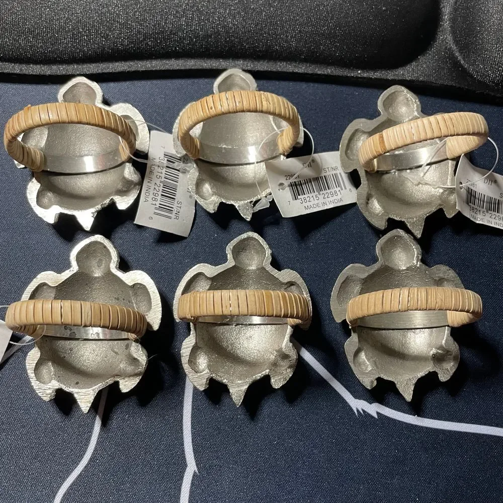 Design Imports Metal Sea Turtle Napkin Rings Set of 6 Coastal Beach‎ Table Decor